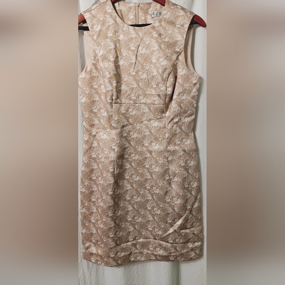 Vtg 90s Y2K BCBG Shiny ROSE FLORAL PHOTO Print BODYCON Mod SHEATH MINI Dress S 8